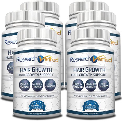 Research Verified Hair Growth Support - The Best Hair Growth Supplement on the Market - With Biotin, Saw Palmetto, MSM, Vitamins A E B2 B6 B12 - 100% Money Back Guarantee. 6 Months Supply