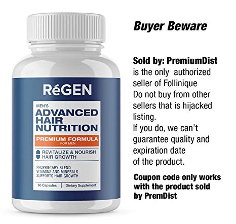 Regen Advanced Hair Nutrition for Men - Made in USA a Proprietary revitalizing Hair Blend of Vitamins, Biotin and Minerals for Men to Help Stimulate and Maximize Hair Growth