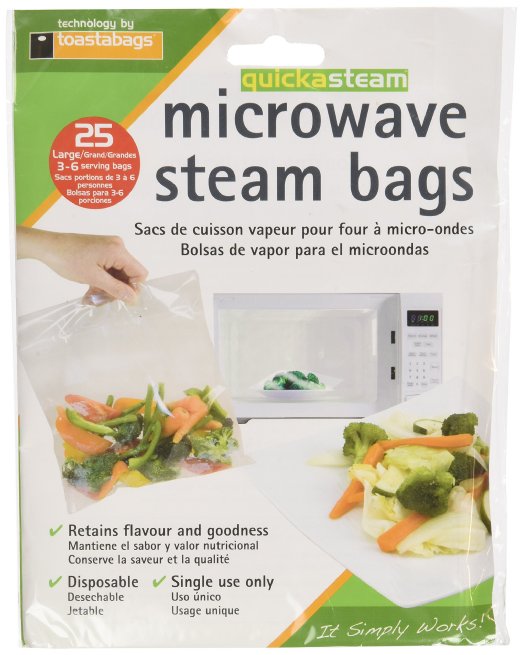 Set of 25 Quickasteam Microwave Steamer Bags