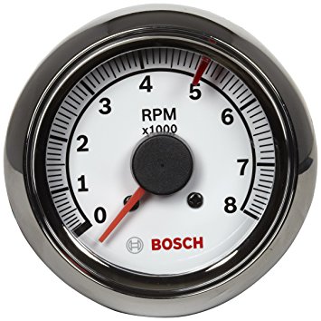 Bosch SP0F000027 Sport II 2-5/8" Tachometer (White Dial Face, Chrome Bezel)
