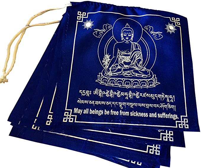 Hands Of Tibet Tibetan Prayer Flags Large Solid Blue Color Medicine Buddha Healing Flags Free Copy righted Handmade Paper Prayer Flags