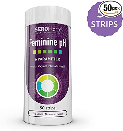 50 Feminine Vaginal pH Test Strips by Seroflora - Monitor Vaginal Intimate Health - Accurate and Easy to Use - 50 pH Strips - Wrapped in an Aluminum Pouch