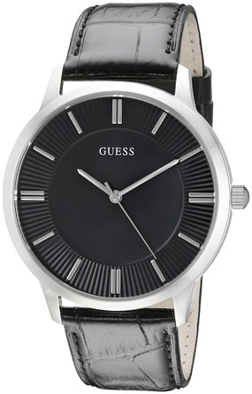 GUESS Men's U0664G1 Sleek Black Watch with Silver-Tone Case