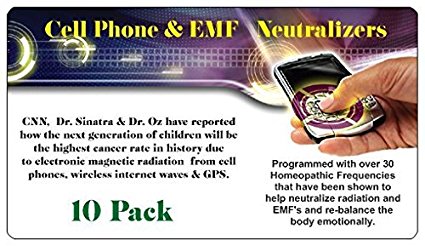 EMF Protection - 10 Cell Radiation Neutralizers   FREE Wearable EMF Neutralizer Button (Worth $15) - Ultra Slim Design - Developed By Board Certified Natural Doctor