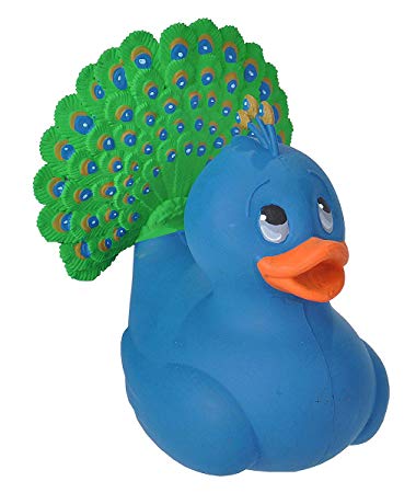 Wild Republic Rubber Ducks, Bath Toys, Kids Gifts, Pool Toys, Water Toys, Peacock, 4"