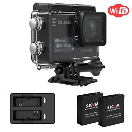 SJCAM SJ6 LEGEND 4K Wifi Action Camera Include Dual Charger 2 Extra Batteries- Dual Screen- 2.0 TouchScreen/ 0.9 Front LCD Screen 170 Degree Wide Angel Gyro Stabilization External Microphone Supported