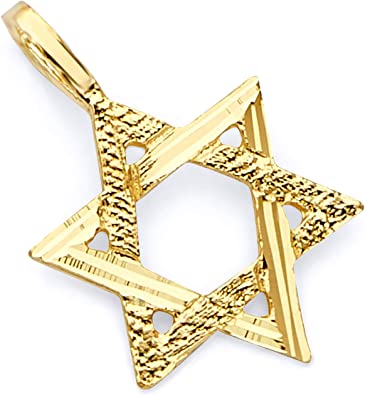 The World Jewelry Center 14k Real Yellow Gold Star of David Charm Pendant