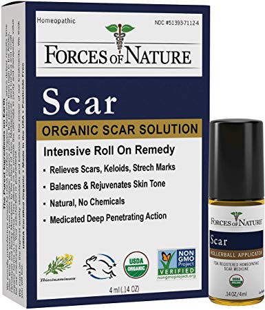 Forces Of Nature -Natural, organic scar Treatment (4ml) Non Gmo, No Chemicals -Reduce Appearance Of Scars Associated With Keloids, Surgery, Atrophic Acne, Burns, Hypertrophic Injuries, Stretch Marks