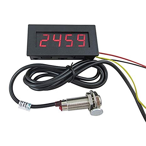 DIGITEN 4 Digital LED Tachometer RPM Speed Meter Hall Proximity Switch Sensor NPN Red