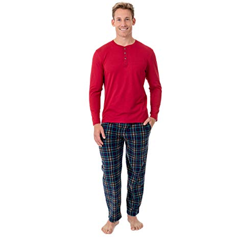 Chaps Men's Jersey Henley and Microfleece Pajama Set