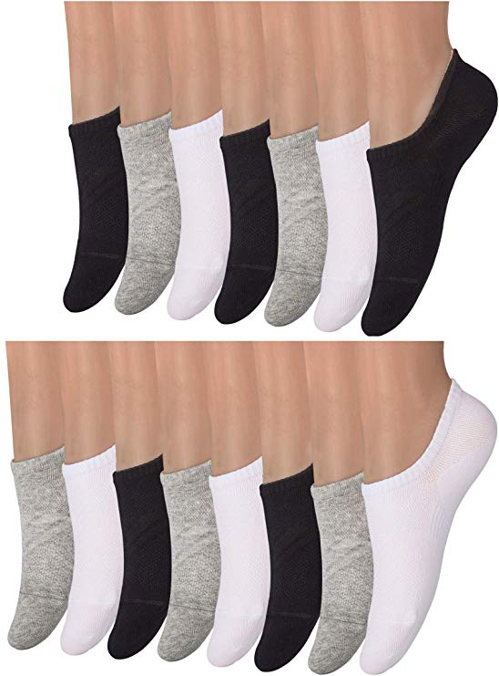 No Show Socks for Women, 3/9/15 Pairs Cotton Liner Socks Invisible Non Slip Flat Boat Line Socks