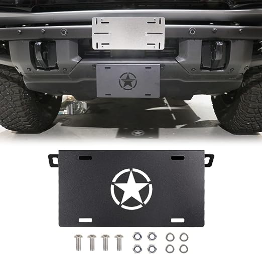 Front License Plate Frame for Ford Bronco Accessories 2021 2022 2023 Aluminum Alloy Front License Plate Mounting Bracket Holder (Liberty Star)