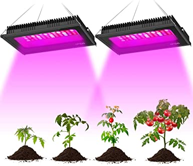 Olafus 2 Pack 300W LED Grow Light, Full Spectrum Grow Lamp for Indoor Plants, Waterproof 80pcs LEDs, Sunlike LED Plant Growing Lighting for Hydroponic Veg Fruits Flower Seeding Blooming Fruiting