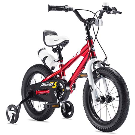 RoyalBaby 2 Hand Brakes BMX Freestyle Kids Bike for Boys and Girls, Unisex Bicycles for Ages 3 to 8, 12" 14" 16" with Training Wheels, 16" 18" with Kickstand, Blue or Red