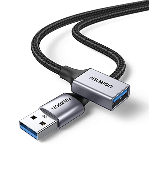 UGREEN USB Verlängerung, USB Kabel Verlängerung Nylon und Aluminiumgehäuse für USB-Stick, Tastatur, Drucker, Scanner, PS4/5, USB Hub, externe Festplatte usw. (1m)