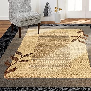 Home Dynamix Royalty Clover Contemporary Geometric Border Area Rug, Black/Blue, 5'2"x7'2"