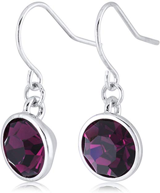 UPSERA Rhodium Plated Crystals from Swarovski Silver-Tone Dangle Drop French Hook Earrings