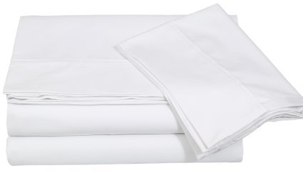 Cotton Sateen Full Bed-Sheet-Set White - 4 Piece Bedding Set, Flat Sheet, Fitted Sheet and 2 Pillow Cases- Breathable, Cozy & Comfortable, Hotel Quality Extremely Durable - By Utopia Bedding (Full, White)