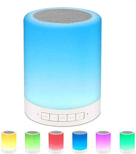 Warming Mom/Graduation/Teacher/Birthday Gifts for Women,Men,Kids,Teenage Girls,Smart Touch Variable Color Night Light,Portable Wireless Bluetooth Speaker,Speaker Phone,Micro-SD Supported