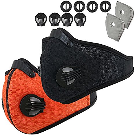 Activated Carbon Dustproof Dust Mask - with Extra Filter Cotton Sheet and Valves for Exhaust Gas, Anti Pollen Allergy, PM2.5, Running, Cycling, Outdoor Activities