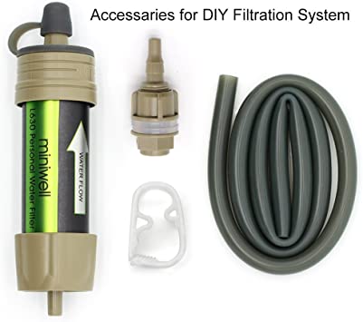 miniwell Gravity Water Filter Straw Ultralight Versatile Hiker Water Filter Optional Accessories. TUV Proven Emergency Kit Hurricane Storm Supplies.