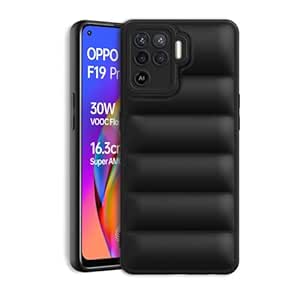 Amazon Brand - Solimo Puffer Case Camera Protection Soft Back Cover for Oppo F19 Pro - Black