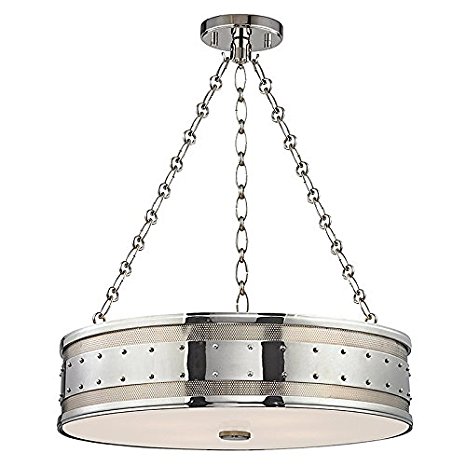 Hudson Valley Lighting Gaines 4-Light Pendant - Polished Nickel Finish with Frosted/Clear Glass Shade