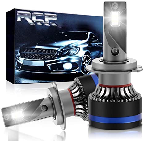 RCP H7 LED Headlight Bulb Kit Easy to Install with Universal Plug 6500K Super Bright CSP Cree Chips High Low Beams, 2 Pack