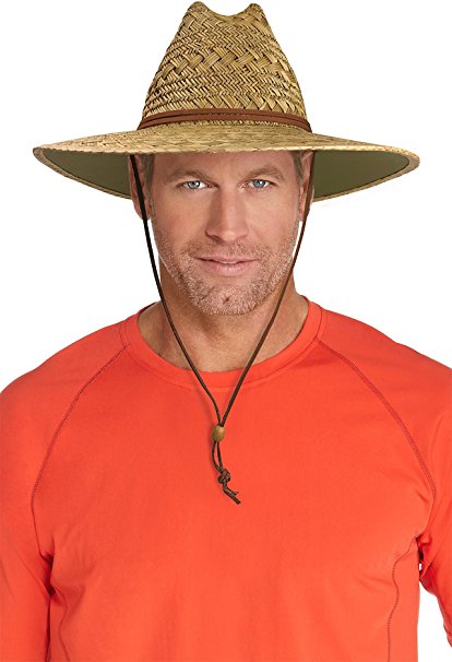 Coolibar UPF 50  Men's Straw Beach Hat - Sun Protective