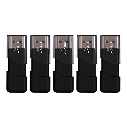 PNY Attache USB 2.0 Flash Drive, 16GB / BLACK / 5 PACK (P-FD16GX5ATT03-MP)