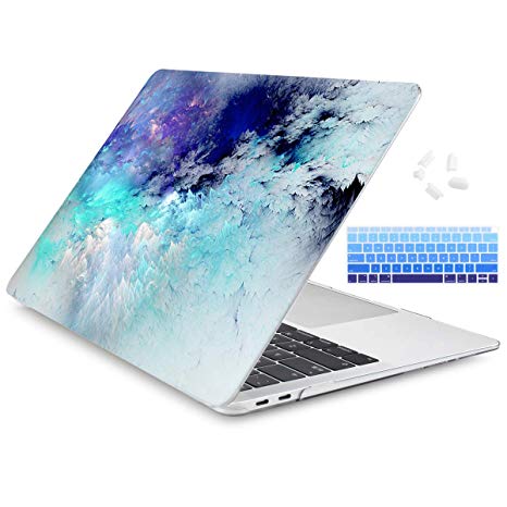 Dongke MacBook Air 13 Inch Case 2019 2018 Release A1932, Crystal Clear Hard Shell Cover for MacBook Air 13" with Retina Display & Touch ID - Abstract Colorful Light