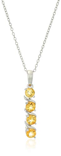 Sterling Silver 4-Stone Genuine or Created Gemstone Pendant Necklace (4mm), 18”