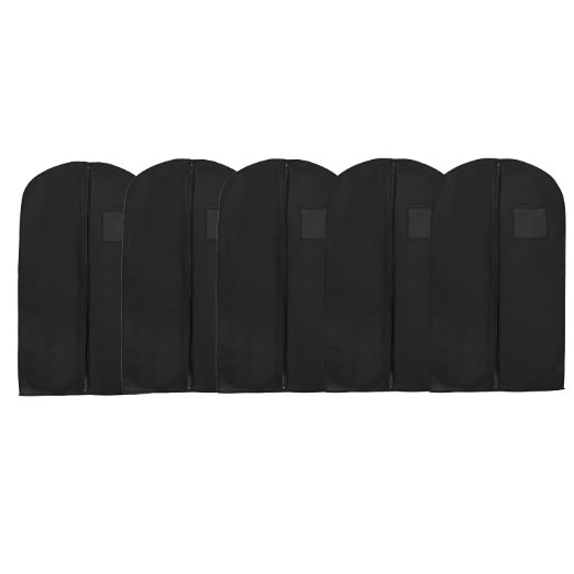 Bags for LessTM Breathable Suit or Dress Garment Bag 54" long Set of 5, Black