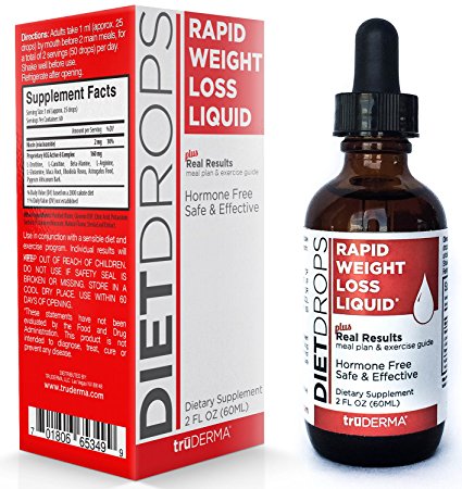 truDERMA Diet Drops | Rapid Weight Loss Liquid | Lose 1 Pound a Day - Includes Recipe Booklet and Exercise Guide | 28 Day Supply