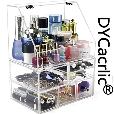 Clear Makeup Organizer Drawers - Extra Large Acrylic Makeup Organizers for Counter,xlarge Storage Box With 6 Drawers,for Vanity Beauty Cosmetics Lipstick Jewelry,Dustproof Lid (Limited Time Deal)