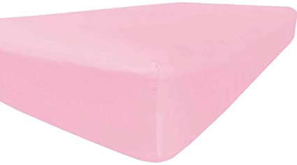 American Pillowcase Queen Size Fitted Sheet Only - 300 Thread Count 100% Long Staple Cotton - Pieces Sold Separately (Pink)