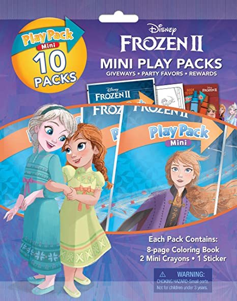 Disney Frozen 2 Mini Coloring Book Play Pack 10 Pack Party Supplies with Coloring Book, Crayons, and Stickers 45816 Bendon