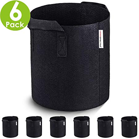 VIPARSPECTRA 6-Pack 2 Gallon Grow Bags - Thickened Nonwoven Aeration Fabric Pots Container with Heavy Duty Durable Handles - for Garden Indoor Plants