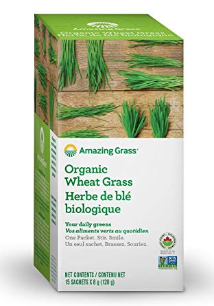 Amazing Grass Organic Wheat Grass Drink Powder, 15-Count Packets, .34-Inch