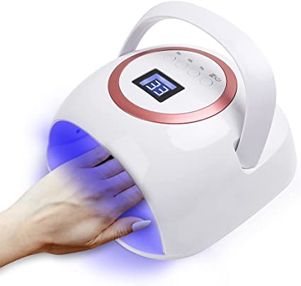 Nailshow Cordless LED Nail Lamp, 72W Wireless UV Led Nail Dryer, Professional Fast Nail Polish Curling Lamp with Portable Handle, Rechargeable Gel Nail Lights Nail Art Tools for Home and Salon (White)
