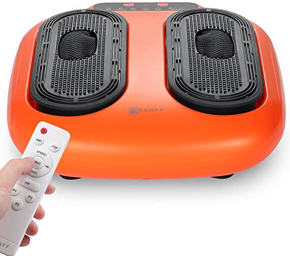 Kanff Vibration Foot Massager, Electric Foot Circulation Vibrator with Rotating Acupressure Heads & Remote for Multi Relaxations and Pain Relief, Orange, LF-81