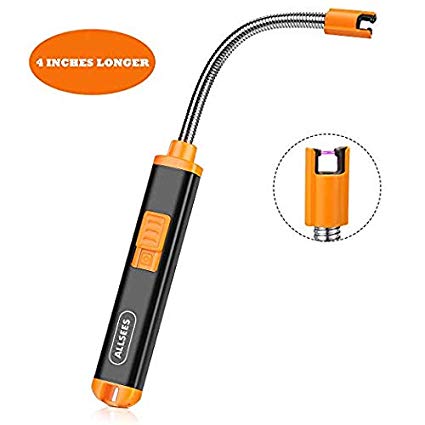 USB Candle Lighter,HopingFire Electronic Arc Lighter Rechargeable Windproof Flameless Lighter,Perfect for Home, BBQ, Kitchen, Stove, Camping Trips, Easy to Use (Orange)