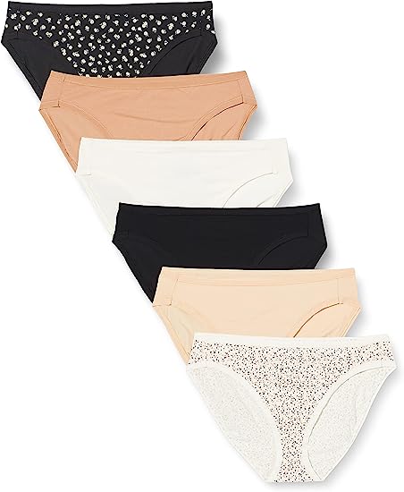 Amazon Essentials Women's Cotton High Leg Brief Underwear (Available in Plus Size), Multipacks