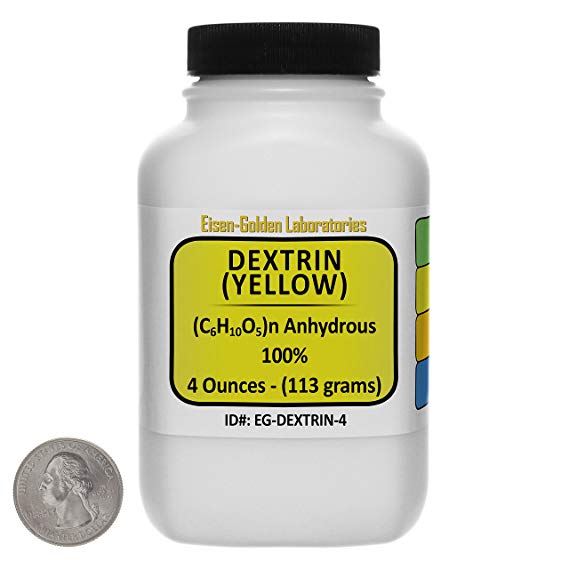 Yellow Dextrin [(C6H10O5)n] 100% ACS Grade Powder 4 Oz in a Space-Saver Bottle USA