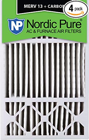 Nordic Pure 16x25x4/16x25x5 (4-3/8 Actual Depth) MERV 13 Plus Carbon Honeywell FC100A1029 Replacement Pleated AC Furnace Air Filter 4 Pack