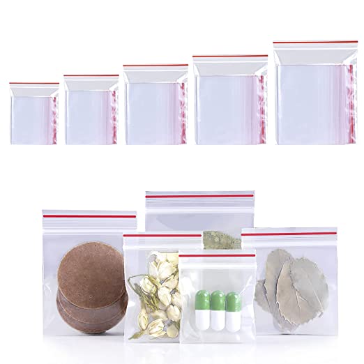 680 Pack 3 Mil Poly Zipper Bags,5 Different Size Small Craft Plastic Bags,Clear Reusable Ziplock Bags Storage for Bead,Jewelry,Candy