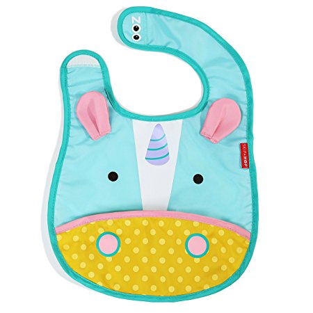 Skip Hop Zoo Little Kid and Toddler Tuck-Away Water Resistant Baby Bib, Multi Eureka Unicorn