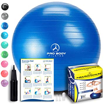 Exercise Ball - Professional Grade Anti-Burst Fitness, Balance Ball for Pilates, Yoga, Birthing, Stability Gym Workout Training and Physical Therapy