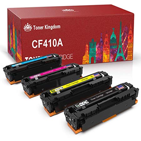 Toner Kingdom Compatible Toner Cartridges Replacement for HP 410A CF410X CF411A CF412A CF413A to use with Color Laserjet Pro MFP M477fdw M477fdn M477fnw Pro M452dn M452nw M452dw Printer (4 Pack)