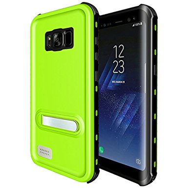 Galaxy S8 Plus Waterproof Case,Underwater Cover Full Body Protective Shockproof Snowproof Dirtproof IP68 Certified Waterproof Case with Kickstand for Samsung Galaxy S8 Plus (Green)